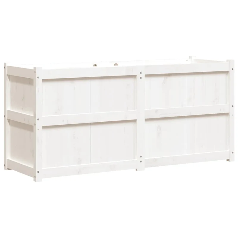 Jardinera De Madera Maciza De Pino Blanca 150x50x70 Cm
