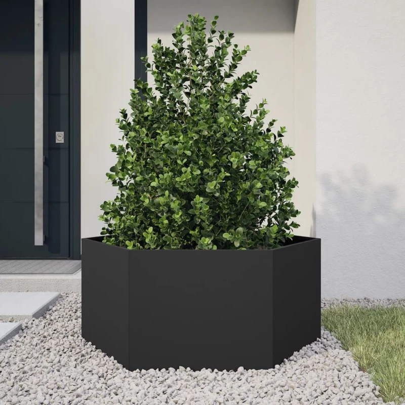 Jardinera Hexagonal Acero Negra 104x90x45 Cm