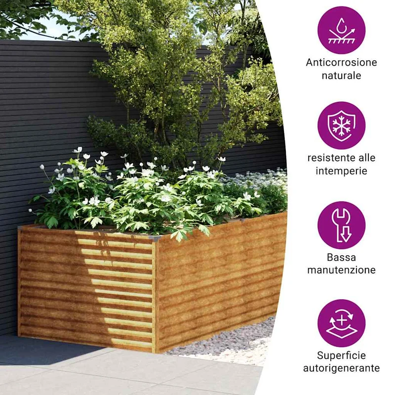 Jardinera De Acero Corten 479x100x69 Cm
