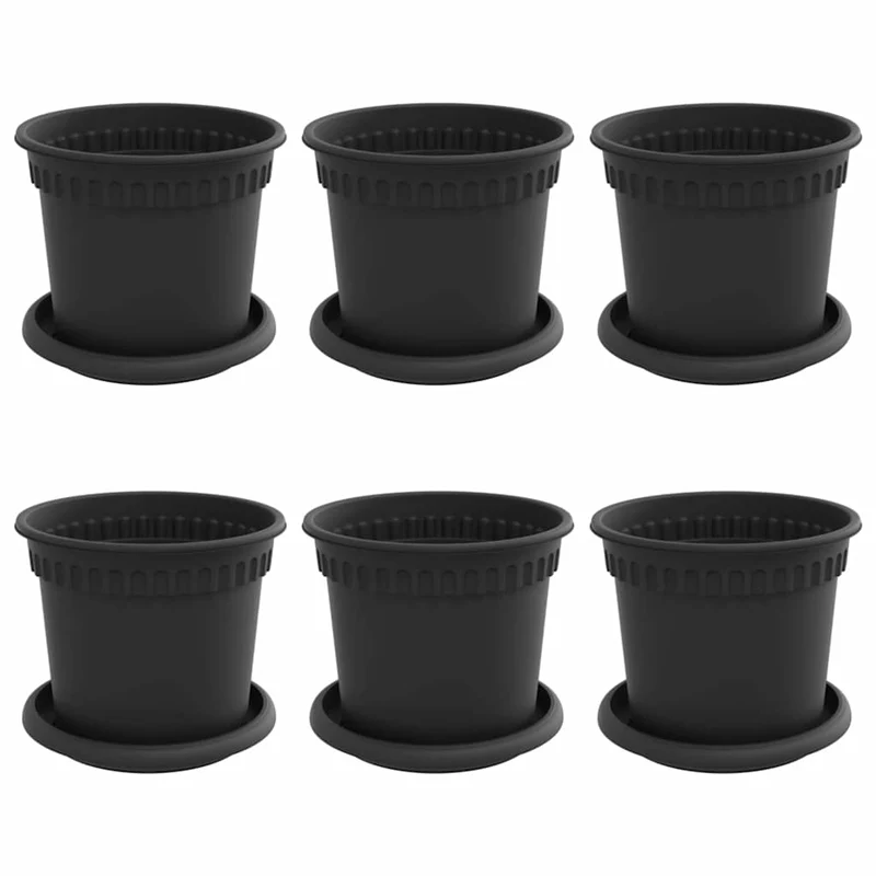 Macetas 6 Uds. Negro Plástico