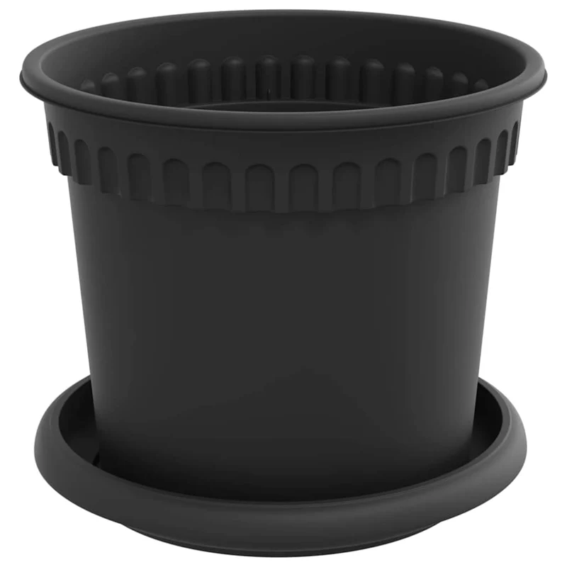 Macetas 6 Uds. Negro Plástico