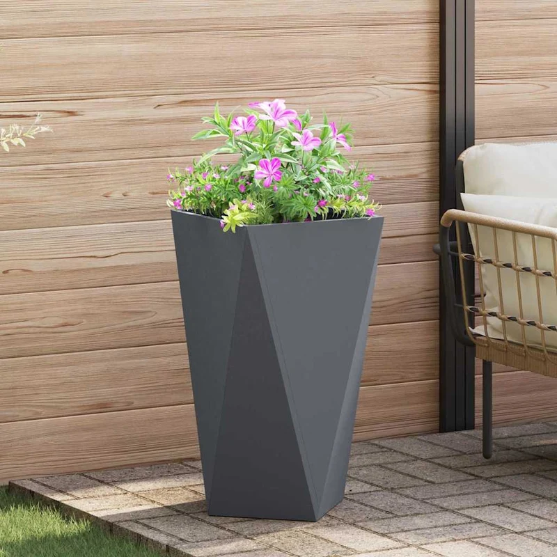 Jardinera 2 Uds. Antracita 40 X 40 X 75 Cm Acero