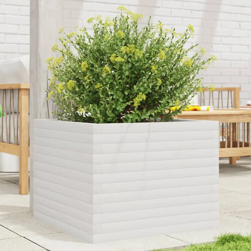 Jardinera De Madera Maciza De Pino Blanco 60x60x45,5 Cm