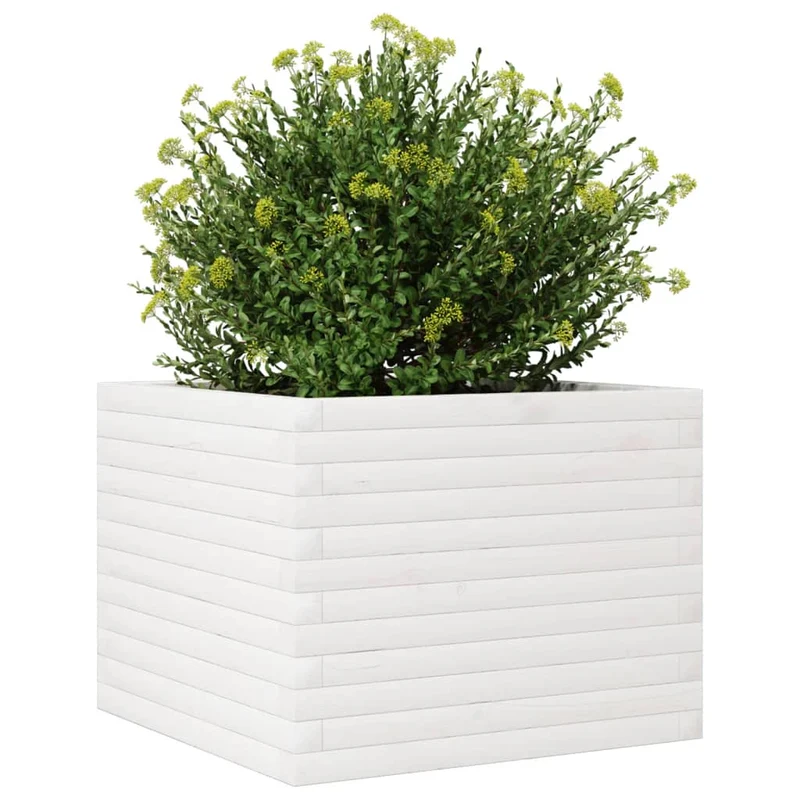 Jardinera De Madera Maciza De Pino Blanco 60x60x45,5 Cm