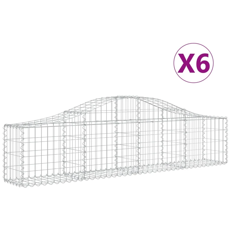 Cestas De Gaviones 6 Uds Forma De Arco Hierro 200x30x40/60 Cm