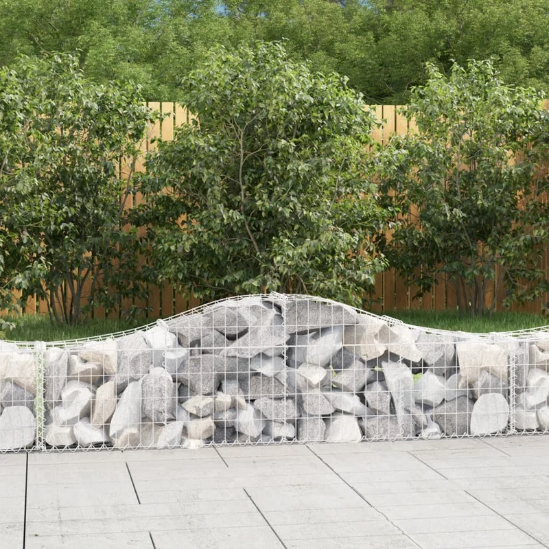 Cestas De Gaviones 6 Uds Forma De Arco Hierro 200x30x40/60 Cm