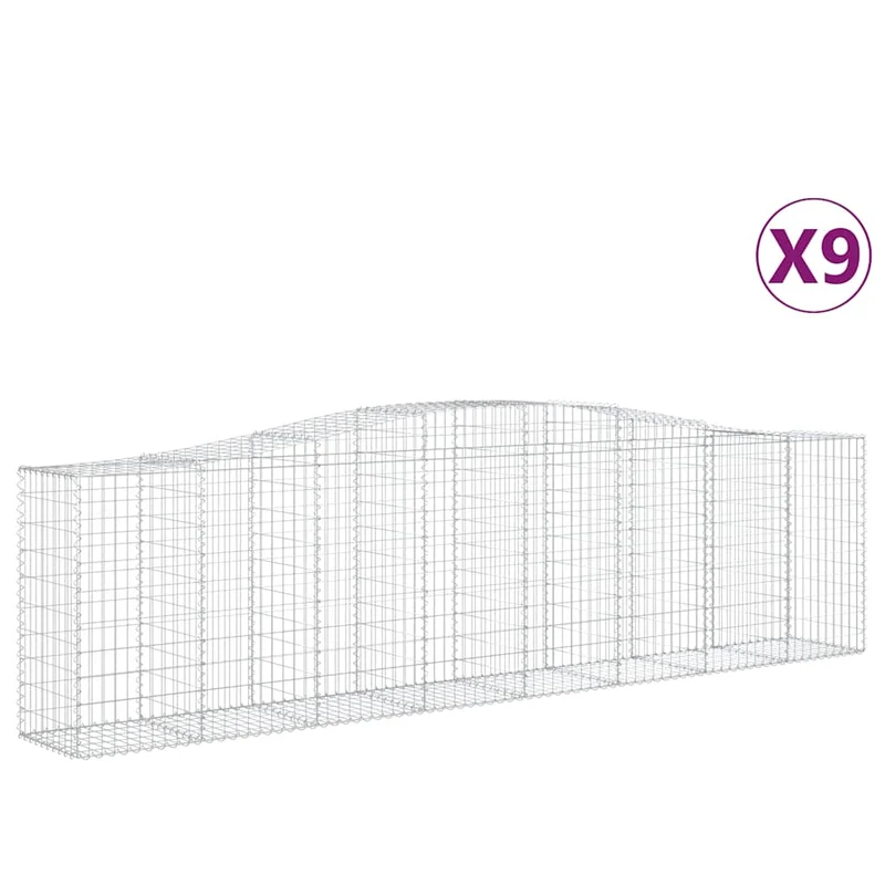 Cestas De Gaviones 9 Uds Forma De Arco Hierro 400x50x100/120 Cm