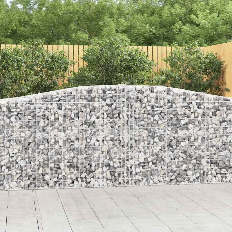 Cestas De Gaviones 9 Uds Forma De Arco Hierro 400x50x100/120 Cm