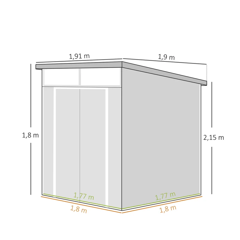 Outsunny Cobertizo De Jardín 3,24 M² 190x191x215 Cm Con Puerta Corredera Gris