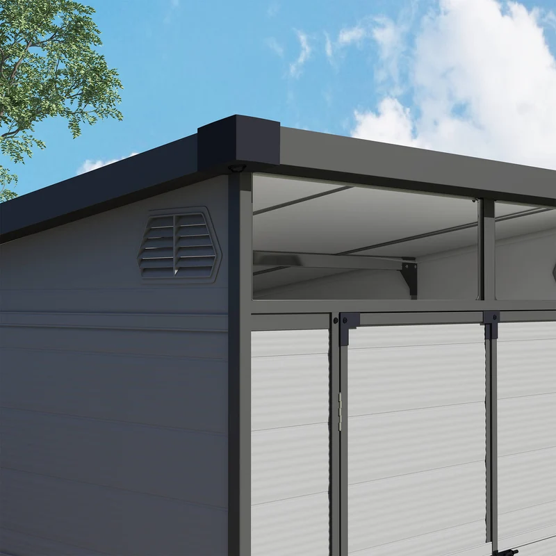 Outsunny Cobertizo De Jardín 3,24 M² 190x191x215 Cm Con Puerta Corredera Gris