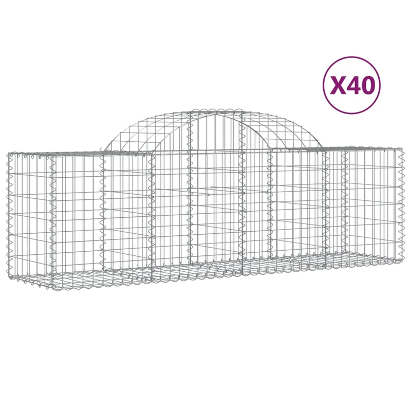 Cestas De Gaviones 40 Uds Forma De Arco Hierro 200x50x60/80 Cm