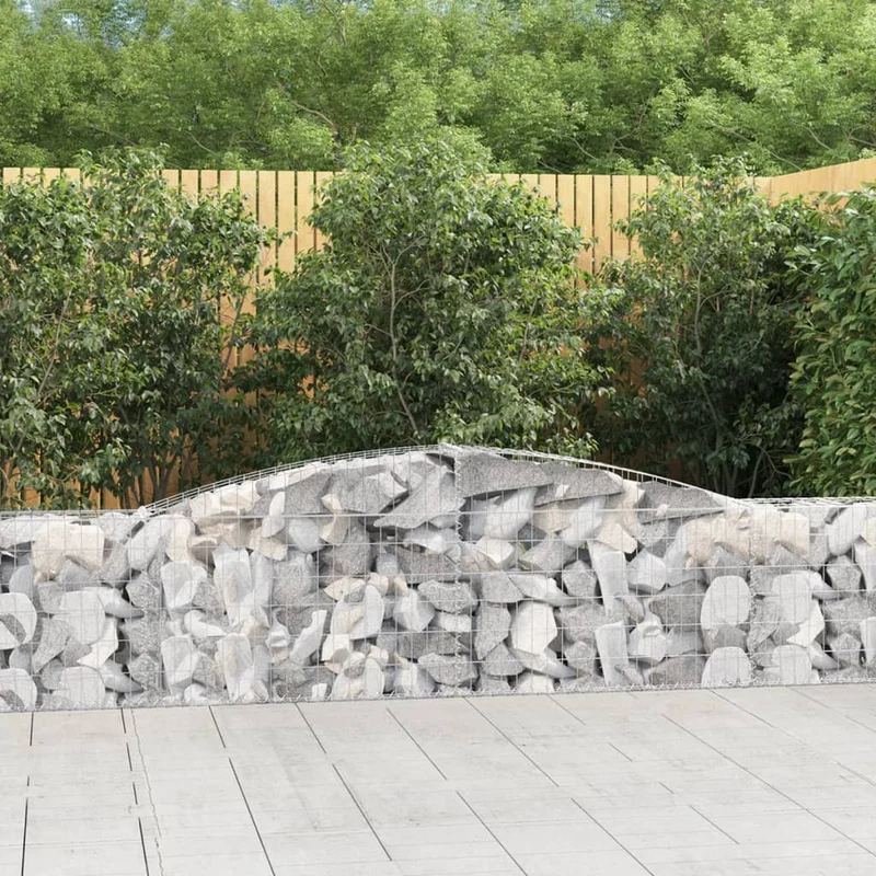 Cestas De Gaviones 20 Uds Forma De Arco Hierro 400x30x60/80 Cm