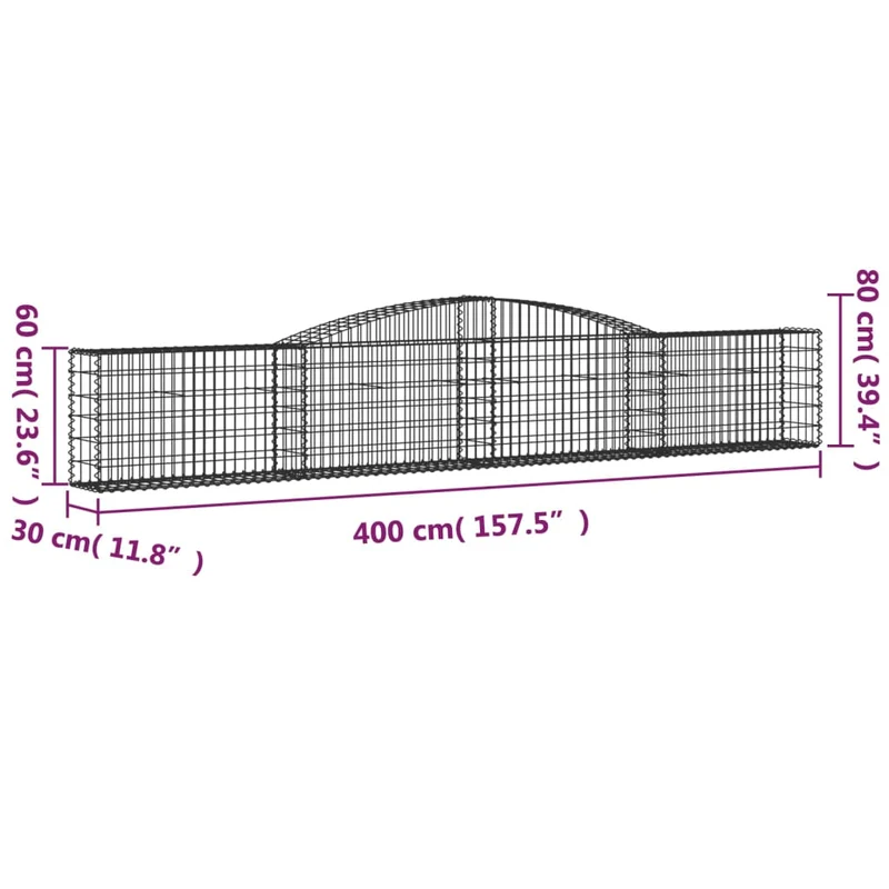 Cestas De Gaviones 20 Uds Forma De Arco Hierro 400x30x60/80 Cm
