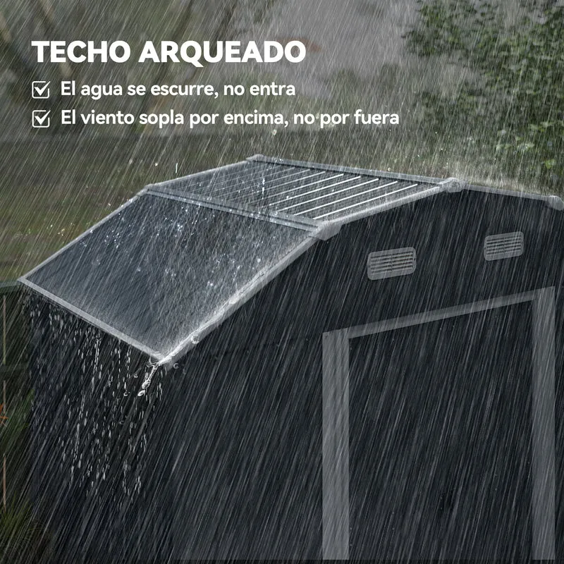 Outsunny Cobertizo De Jardín Exterior 2,7 M² 238x132x198,5 Cm Con Base Gris