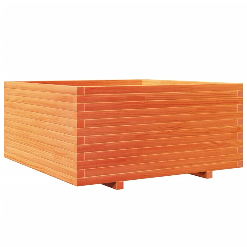 Jardinera Madera Maciza De Pino Marrón Cera 100x100x49,5 Cm