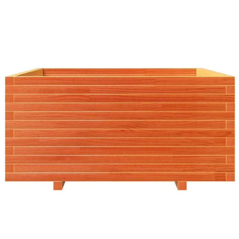 Jardinera Madera Maciza De Pino Marrón Cera 100x100x49,5 Cm