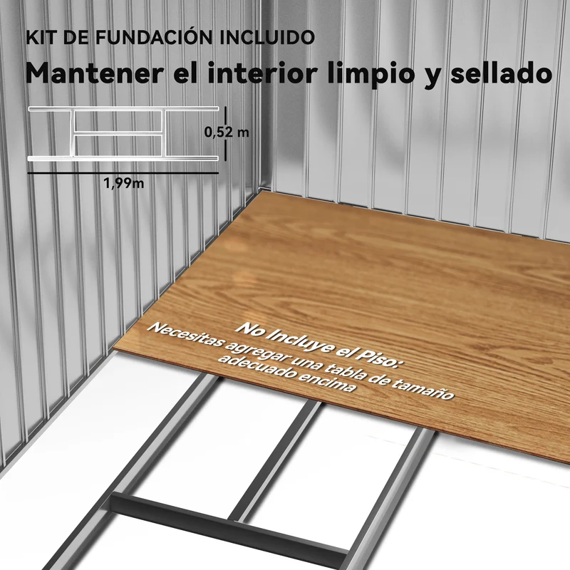 Outsunny Caseta De Jardín 213x130x185 Cm Con 2 Puertas Correderas Y 4 Ventanas