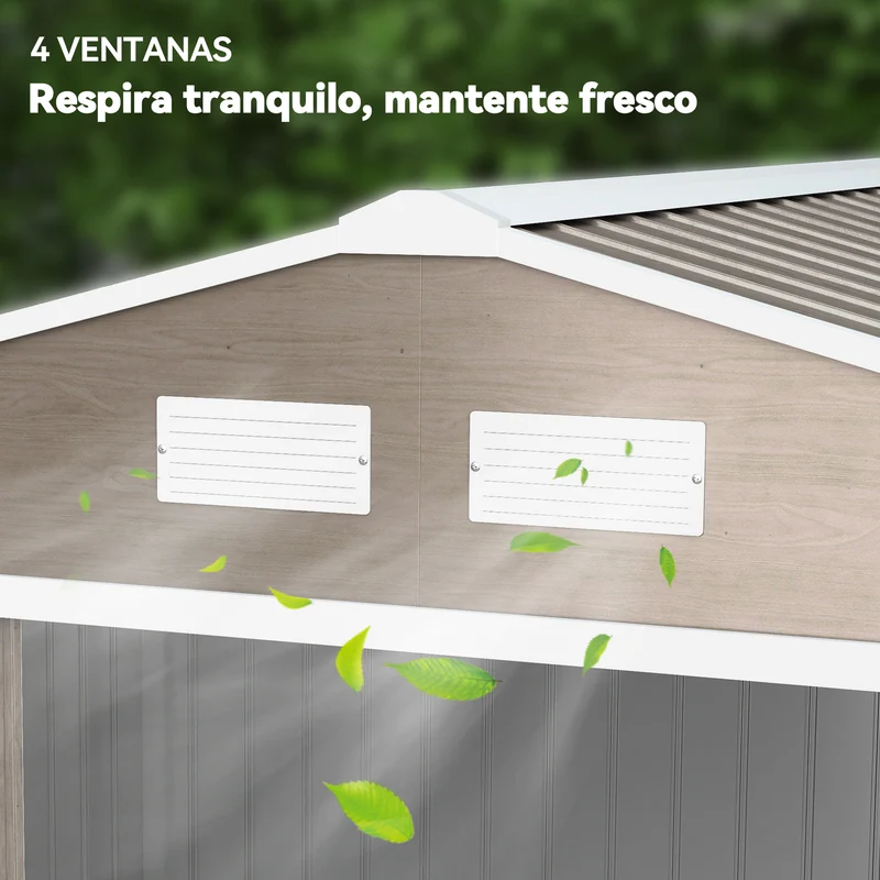 Outsunny Caseta De Jardín Exterior 4,9 M² 277x195x192 Cm Con Puerta Corredera