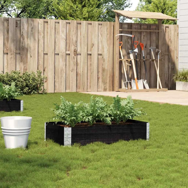 Jardinera De Madera Maciza De Pino Negro 100x50 Cm