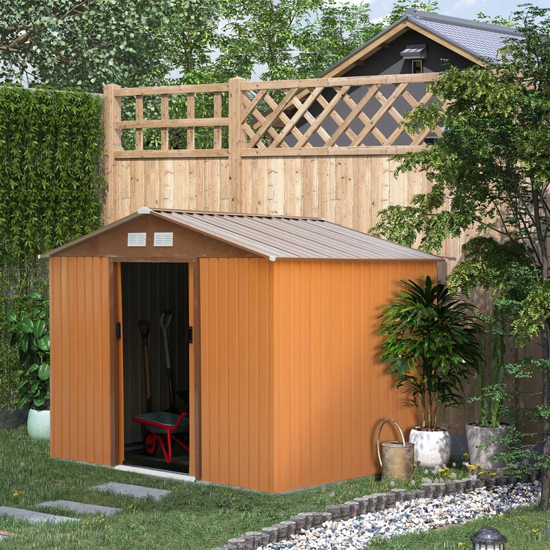 Outsunny Caseta De Jardín De Exterior 4,9 M² 277x195x192 Cm Amarillo