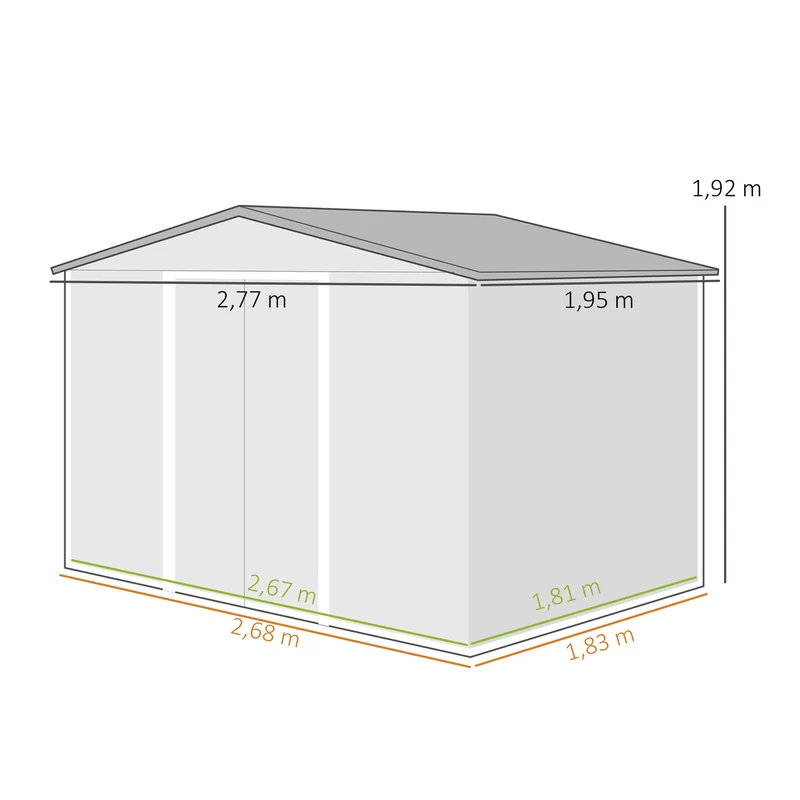Outsunny Caseta De Jardín De Exterior 4,9 M² 277x195x192 Cm Amarillo
