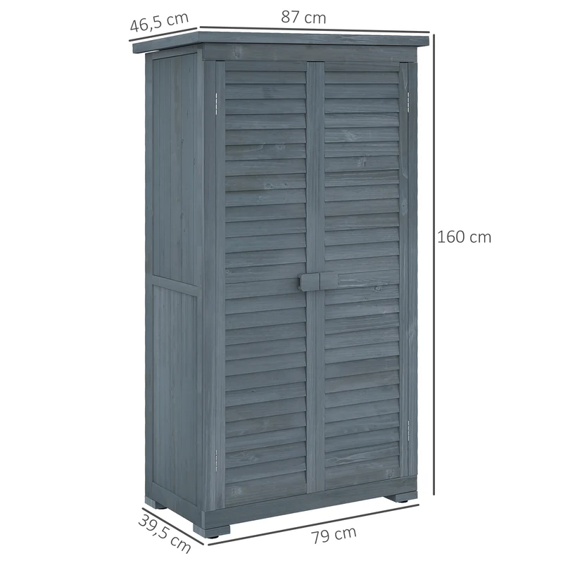 Outsunny Cobertizo De Madera 0,31 M² Con 2 Puertas Y 2 Estantes Gris