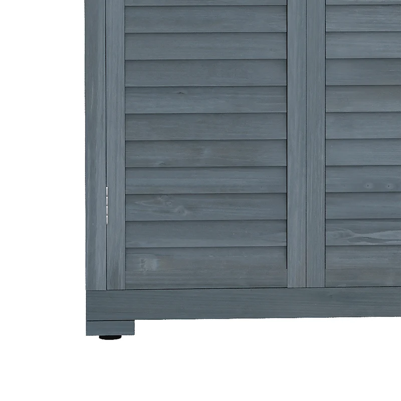 Outsunny Cobertizo De Madera 0,31 M² Con 2 Puertas Y 2 Estantes Gris