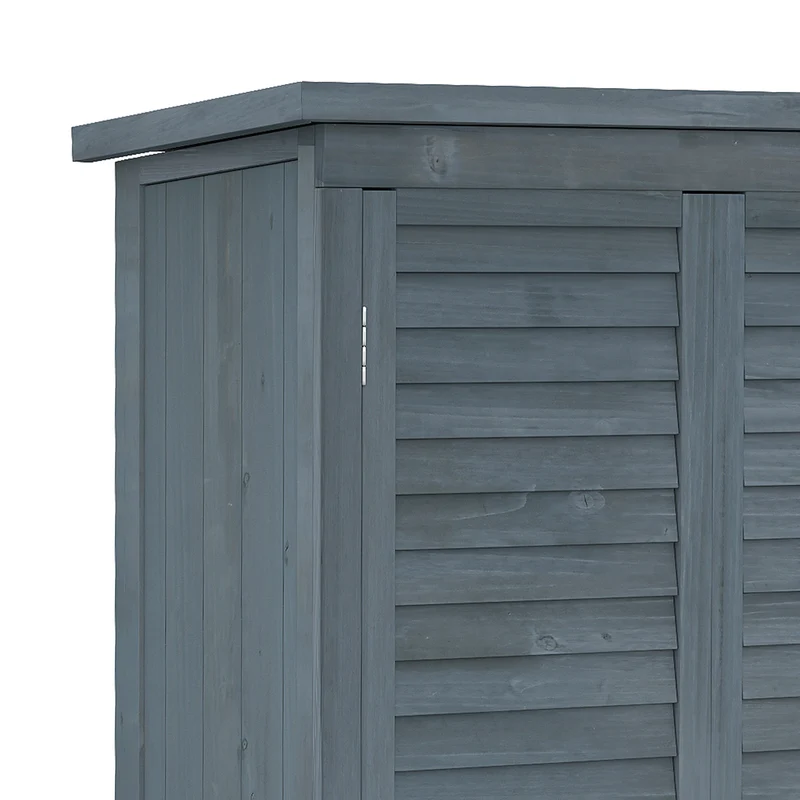 Outsunny Cobertizo De Madera 0,31 M² Con 2 Puertas Y 2 Estantes Gris