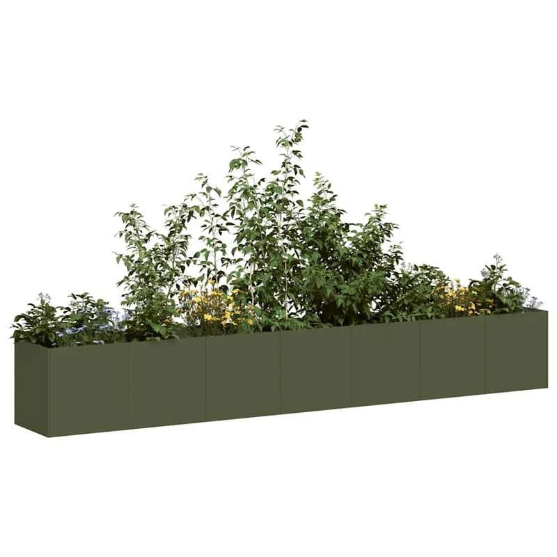 Jardinera De Acero Laminado En Frío Verde Oliva 280x40x40 Cm