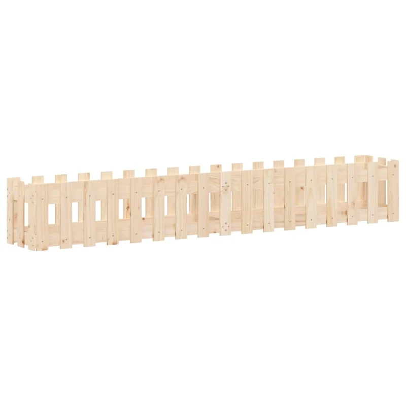 Arriate Elevado Jardín Con Valla Madera Maciza Pino 200x30x30cm