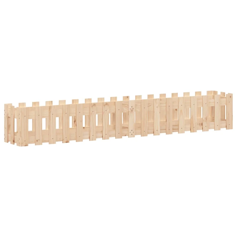 Arriate Elevado Jardín Con Valla Madera Maciza Pino 200x30x30cm