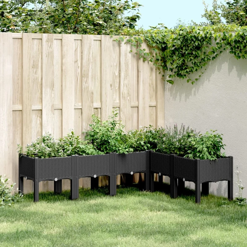 Jardinera Con Patas Pp Negro 160x120x42 Cm