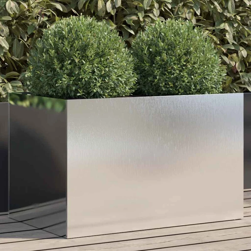 Jardinera De Acero Inoxidable Plateado 62x40x39 Cm