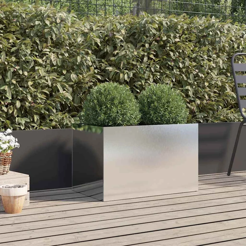 Jardinera De Acero Inoxidable Plateado 62x40x39 Cm