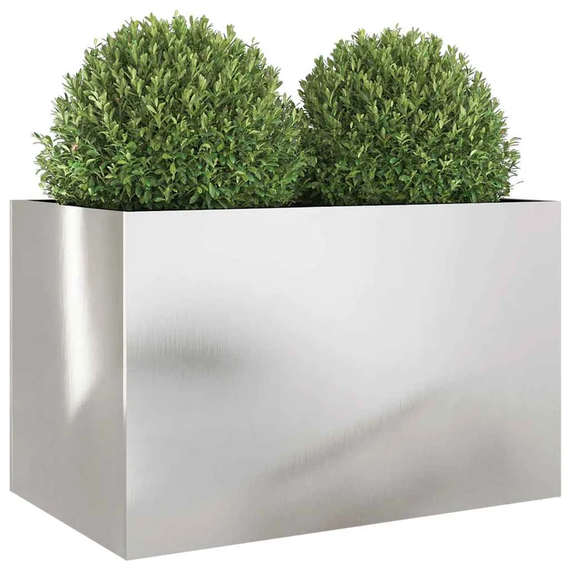 Jardinera De Acero Inoxidable Plateado 62x40x39 Cm