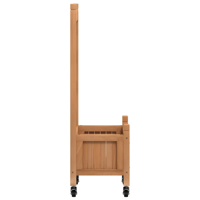 Jardinera Con Enrejado Y Ruedas Madera Maciza De Abeto Marrón