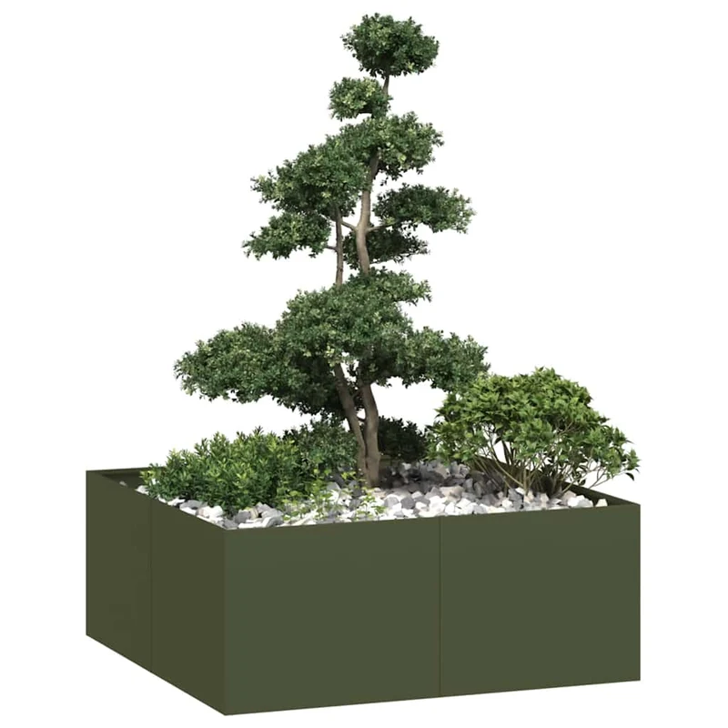 Jardinera Acero Verde Oliva 100x100x40 Cm