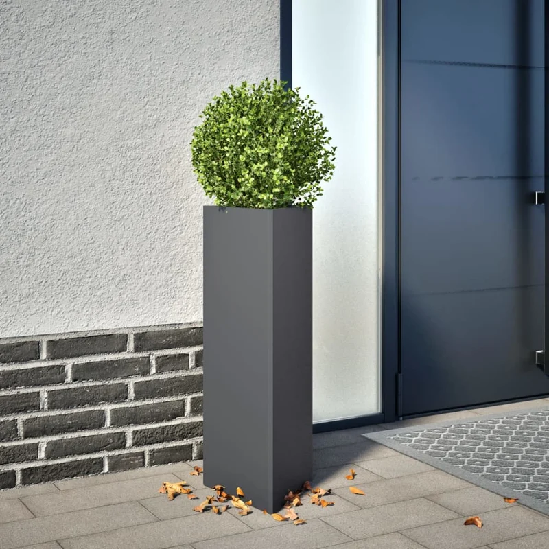 Jardineras 2 Uds Acero Gris Antracita 30x26x75 Cm