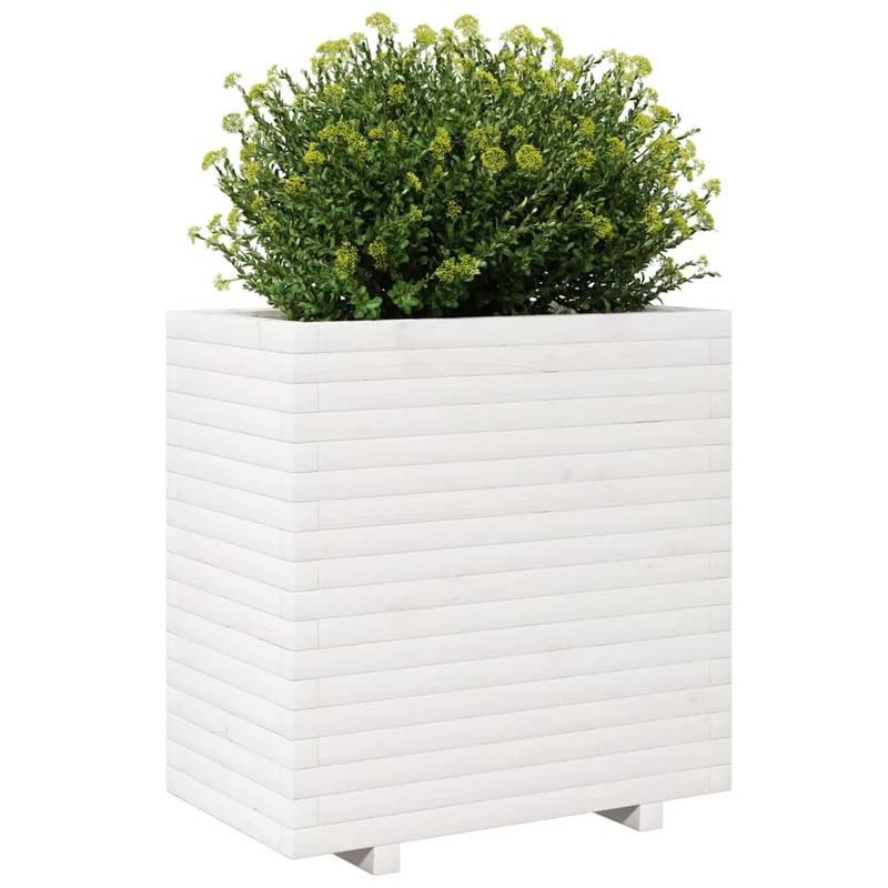 Jardinera Madera Maciza De Pino Blanco 70x40x72,5 Cm