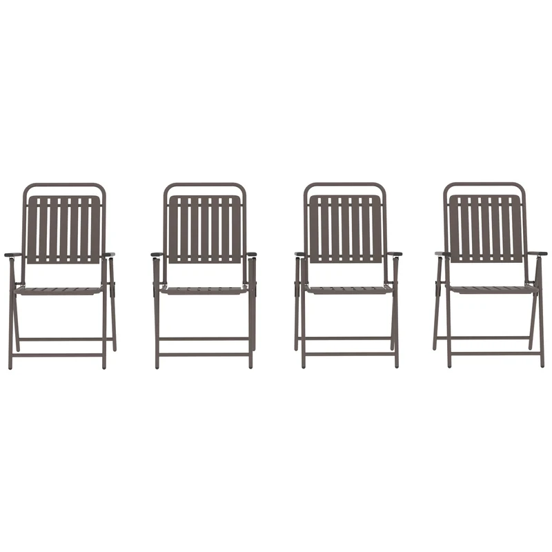 Outsunny Juego De 4 Sillas De Jardín Exterior Plegables 55x63x93 Cm Marrón