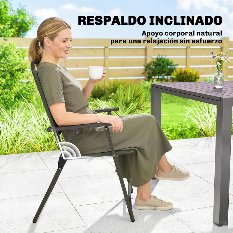 Outsunny Juego De 4 Sillas De Jardín Exterior Plegables 55x63x93 Cm Marrón