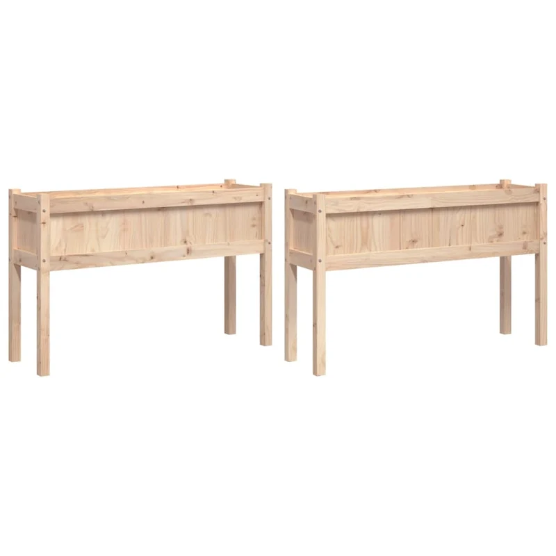 Jardineras De Exterior Con Patas 2 Uds Madera Maciza De Pino
