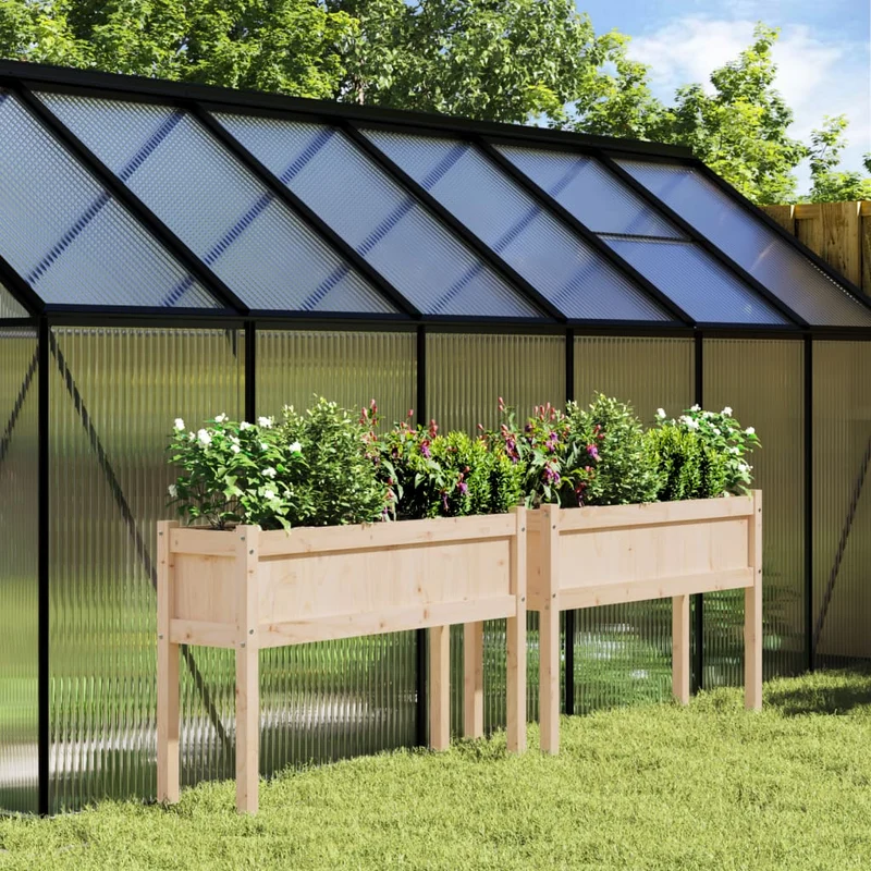 Jardineras De Exterior Con Patas 2 Uds Madera Maciza De Pino