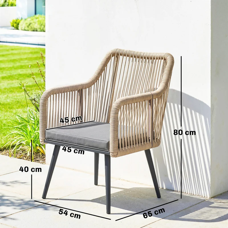 Outsunny Juego De 2 Sillas De Jardín Exterior De Ratán 54x65x80 Cm Gris