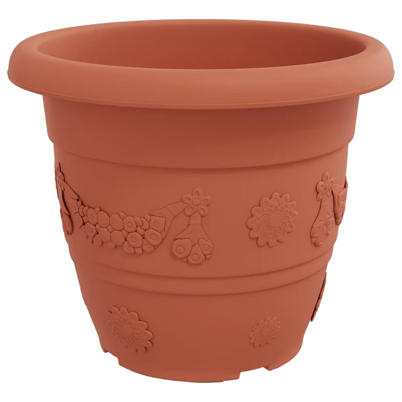 Macetas 6 Uds. Rojo Ladrillo Ø 34 X 28 Cm Plástico