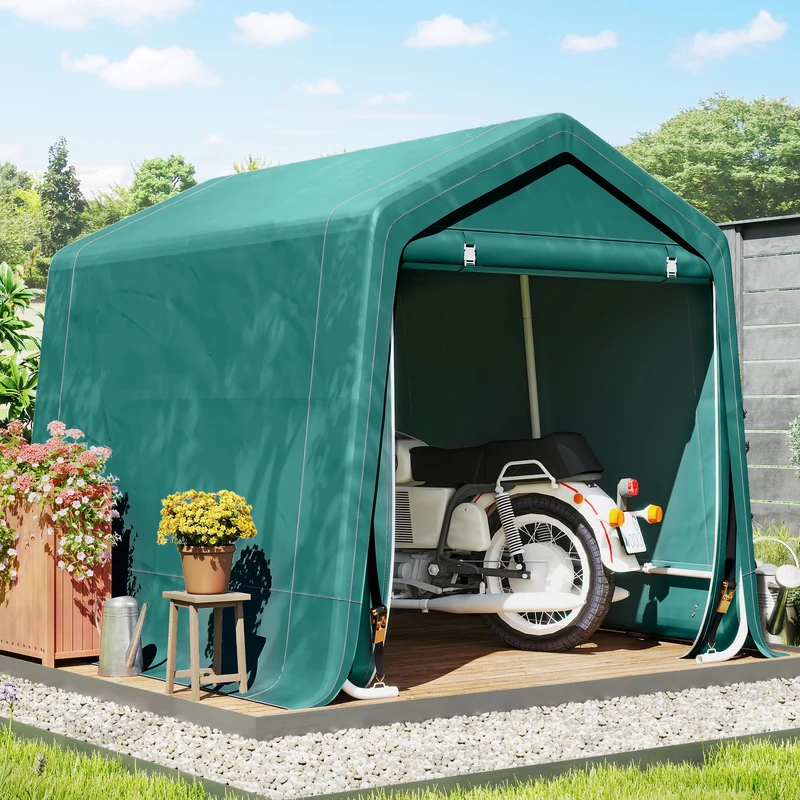 Outsunny Carpa De Jardín Exterior 2,4x2x2 M Con 2 Puertas Con Cremallera Verde