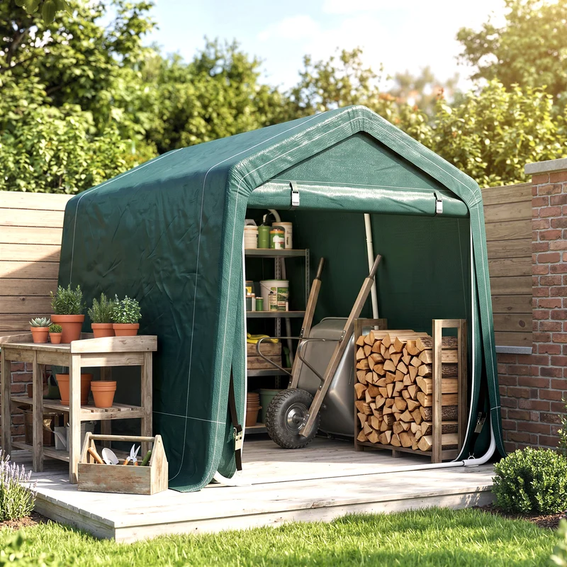 Outsunny Carpa De Jardín Exterior 2,4x2x2 M Con 2 Puertas Con Cremallera Verde