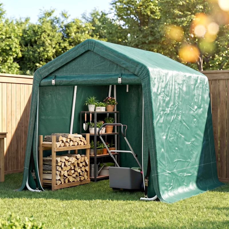 Outsunny Carpa De Jardín Exterior 2,4x2x2 M Con 2 Puertas Con Cremallera Verde
