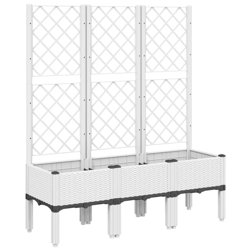 Jardinera Con Enrejado Pp Blanco 120x40x142 Cm