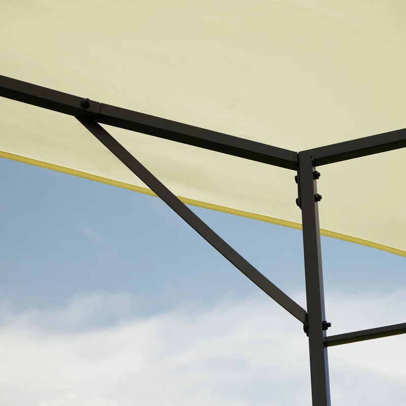 Outsunny Carpa 2,97x2,97x2,6m Cenador Con Acero Y Paravientos Laterales Crema
